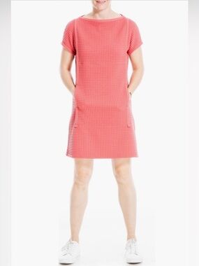 MAX STUDIO Waffle Knit Pocket T-Shirt Dress Pink Size Small